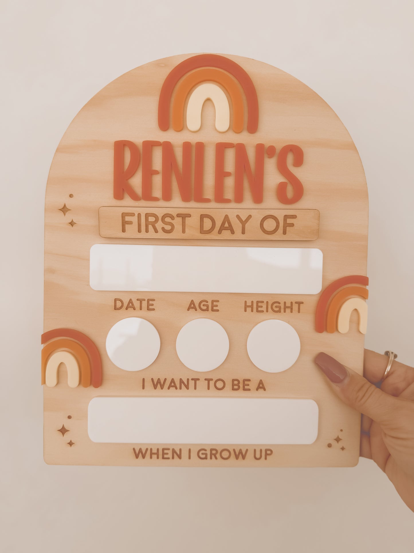 MY FIRST/LAST DAY OF SCHOOL BOARD | RAINBOW | Personalised | Plywood & Acrylic