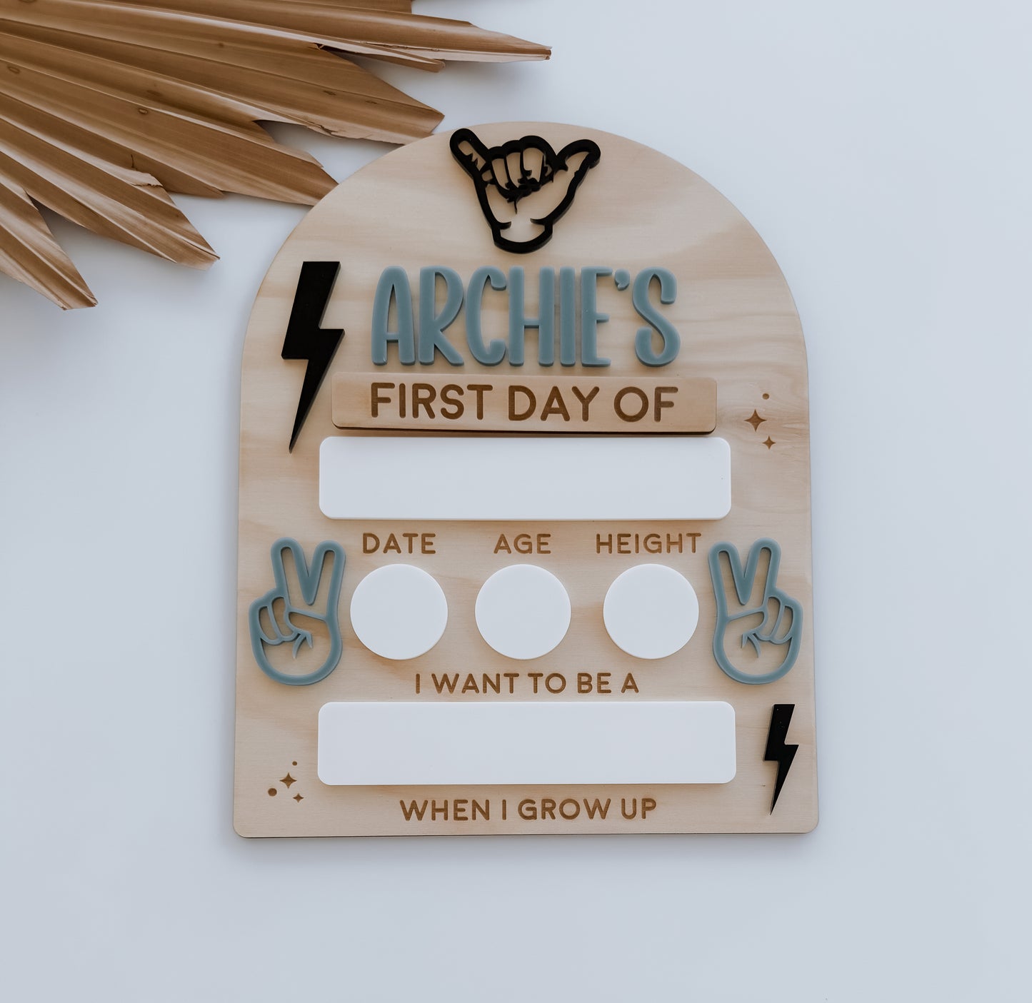 MY FIRST/LAST DAY OF SCHOOL BOARD | SHAKA | LIGHTNING | PEACE | Personalised | Plywood & Acrylic