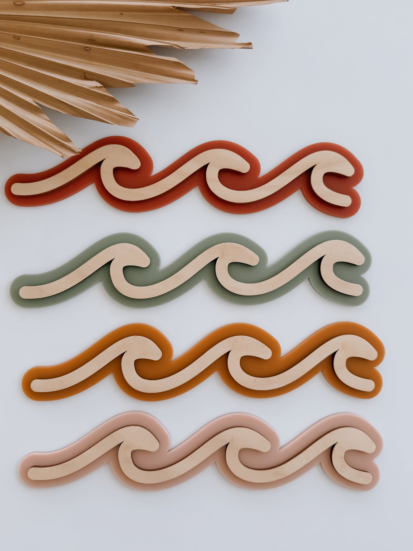 WAVES | SET OF 3 | Retro Coastal Wall Shape | Plywood & Acrylic