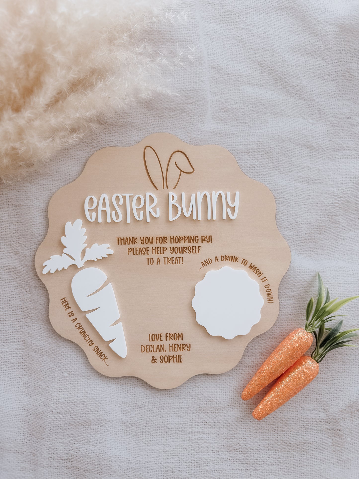 SCALLOPED EASTER TREAT BOARD | Personalised | Engraved Plywood & Acrylic