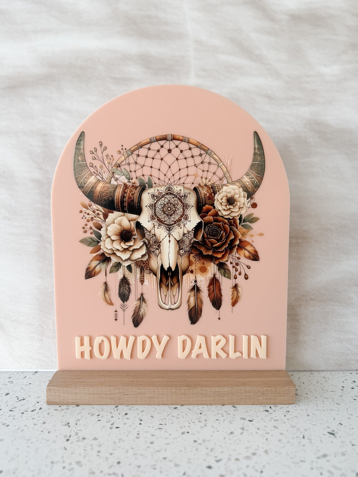 COUNTRY WESTERN FLOWER SKULL SIGN | Acrylic & Plywood | UV Print