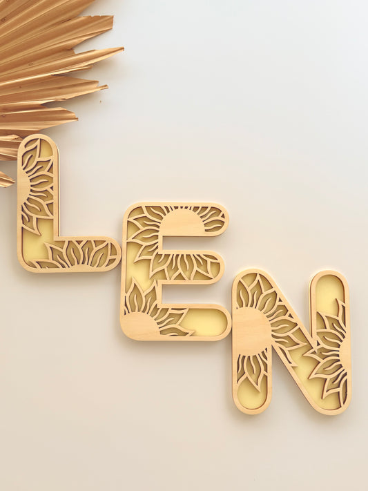ALPHABET LETTERS | SUNFLOWER | Acrylic & Plywood