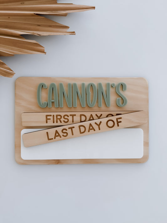 MY FIRST/LAST DAY OF SCHOOL BOARD | SMALL | Personalised | Plywood & Acrylic