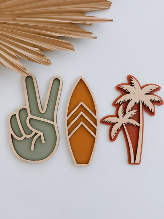 RETRO COASTAL WALL SHAPES | Mixed Set of 3 |  Plywood & Acrylic