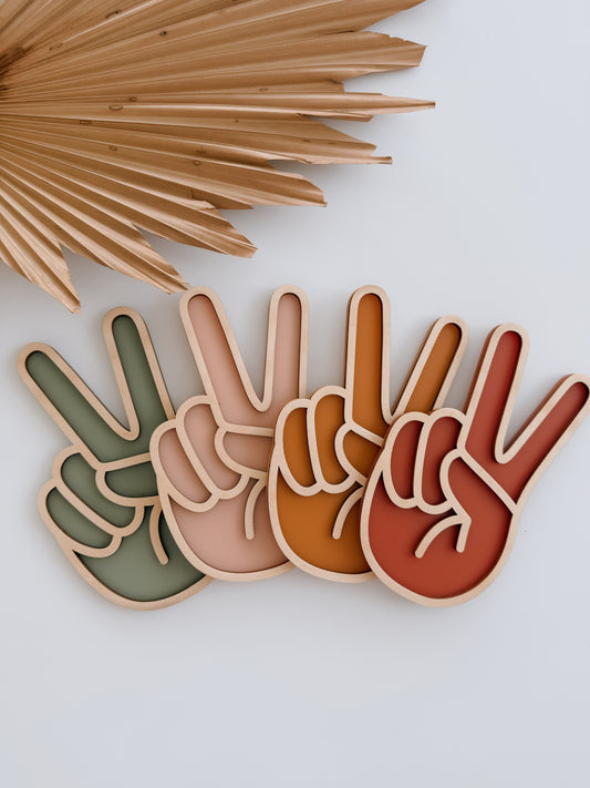 PEACE HAND | Retro Wall Shape | Plywood & Acrylic