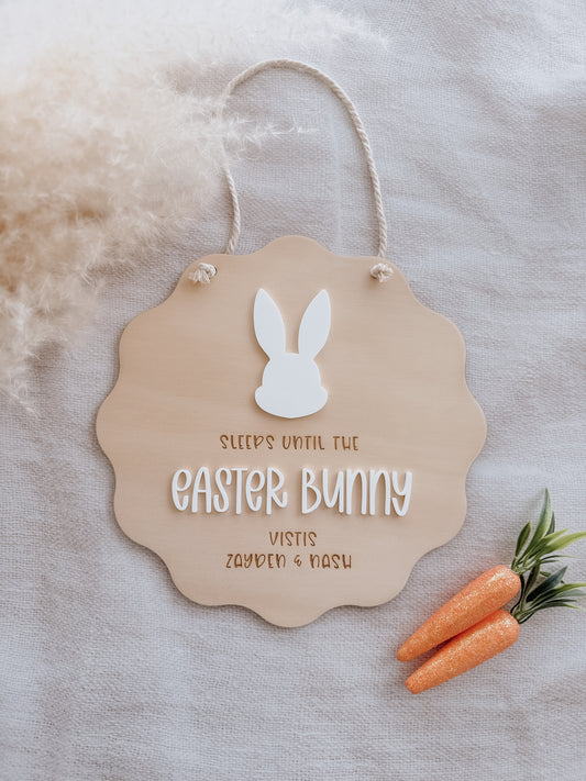 SCALLOPED EASTER COUNTDOWN SIGN | Personalised | Engraved Plywood & Acrylic