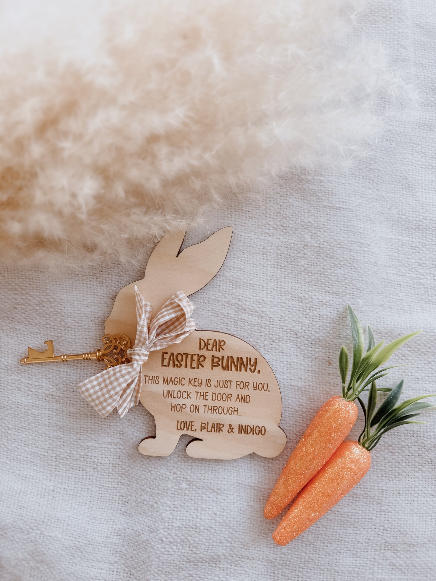 BUNNY MAGIC KEY | Personalised | Plywood & Gold Key