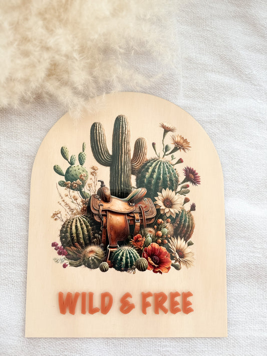 COUNTRY CACTUS SIGN | Saddle | Acrylic & Plywood | UV Print