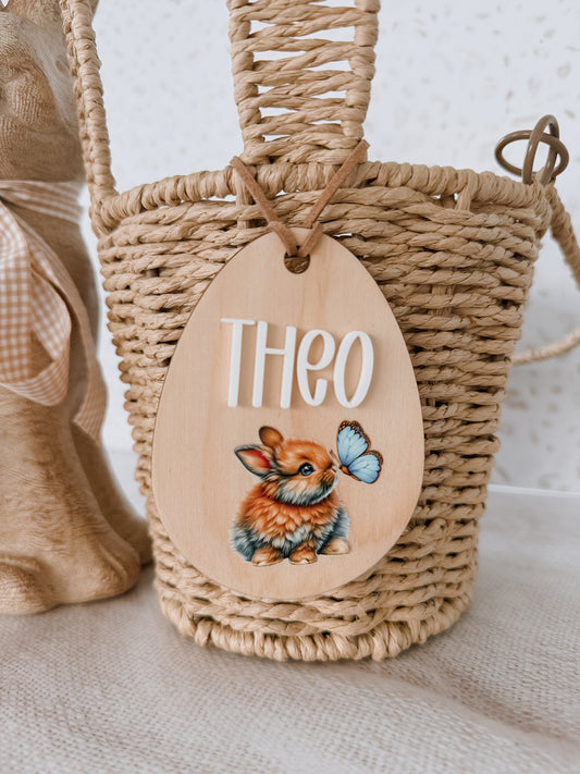 EASTER BASKET TAG | EGG | Personalised | Plywood & Acrylic | UV Print