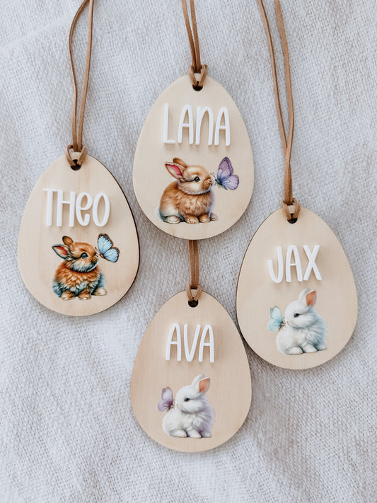 EASTER BASKET TAG | EGG | Personalised | Plywood & Acrylic | UV Print